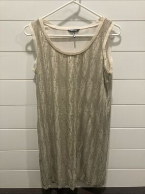 Daisy Fuentes Metallic Gold Mesh Overlay Sleeveless Dress-Size Small-GUC